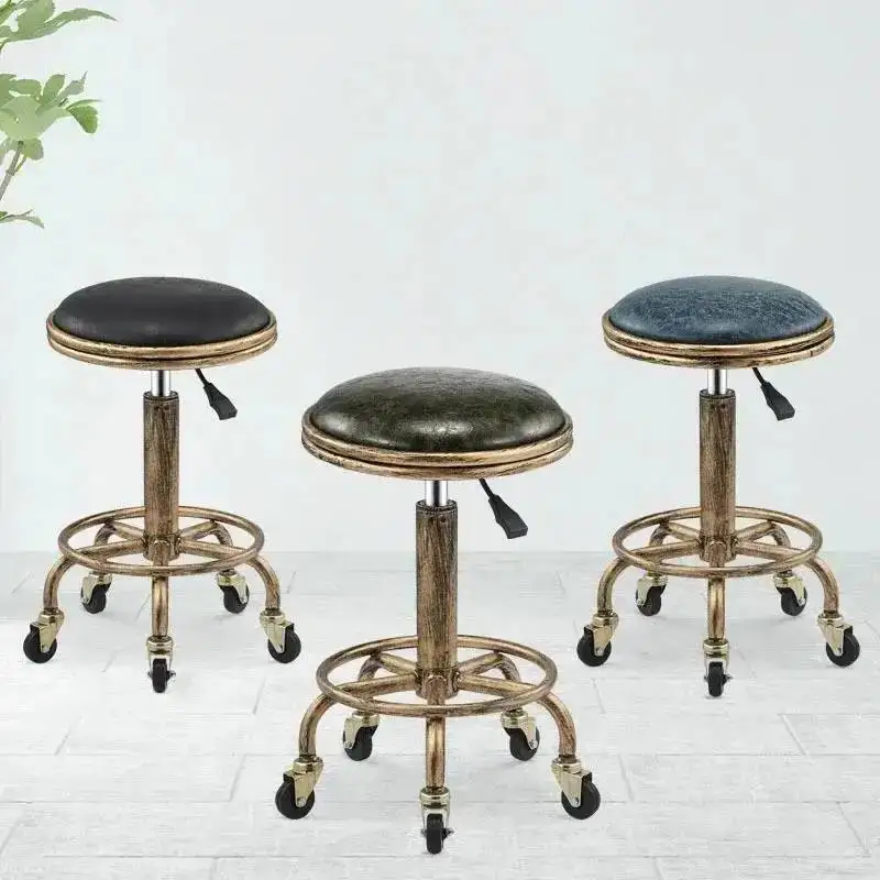 Cadeiras de barra rodas criativo salão de beleza móveis cadeira fezes nórdico moderno salão retro com cabelo beleza barbeiro salão de beleza casa cadeira de maquiagem