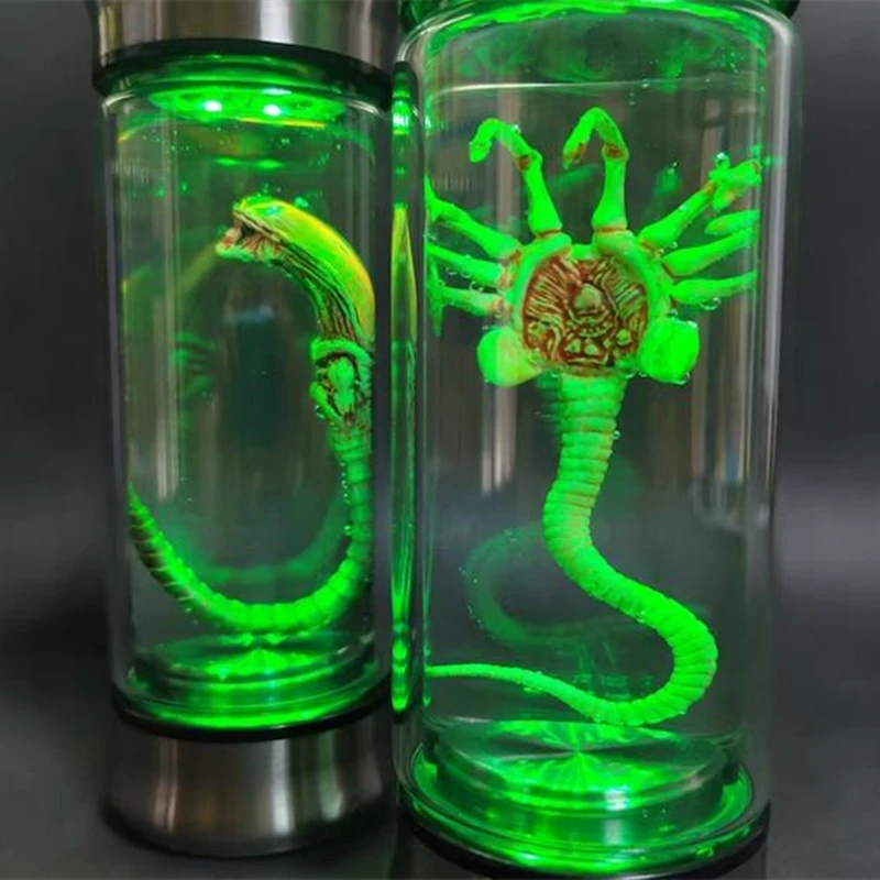 외계인 글로우 항아리 Xenomorph 표본 Facehugger 배아 유리 항아리 영화 복제 복제 홈 장식 데스크탑 공예 조각 장식