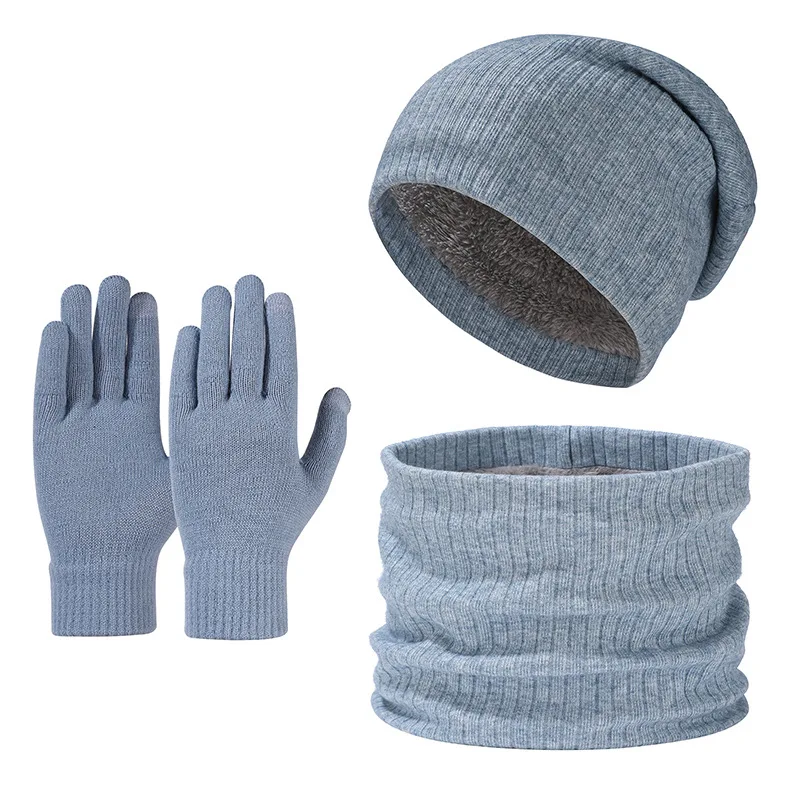 Winter warm dikker muts sjaal en handschoenen set, heren dames thermische fleece gevoerde slouchy nek sjaals handschoenen, 3 in 1 warme set