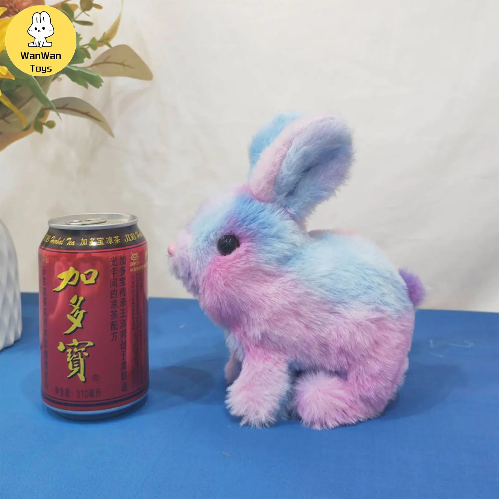 จําลองขนนุ่มสี Starry Sky สีไฟฟ้ากระต่ายน่ารักเด็ก Plush Interactive สัตว์ตุ๊กตาแบตเตอรี่รุ่น 3 +