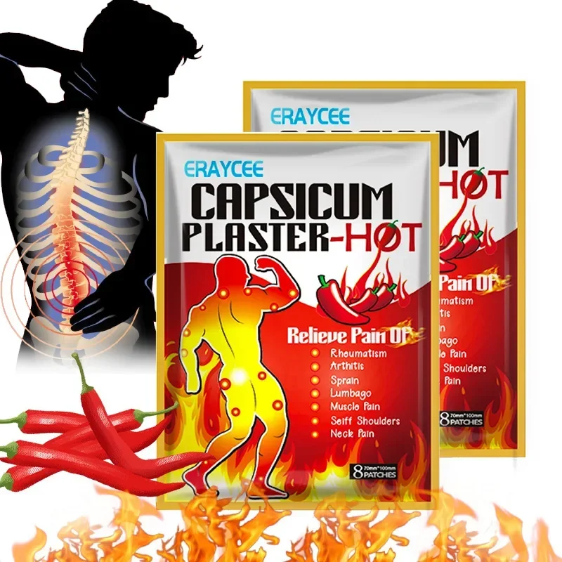 8 ชิ้น = 1 กระเป๋า Lumbar vertebra ปากมดลูก Patch บรรเทากลับเจ็บคอเข่าปวดข้อสติกเกอร์โรคข้ออักเสบกล้ามเนื้อ Capsicum พลาสเตอร์