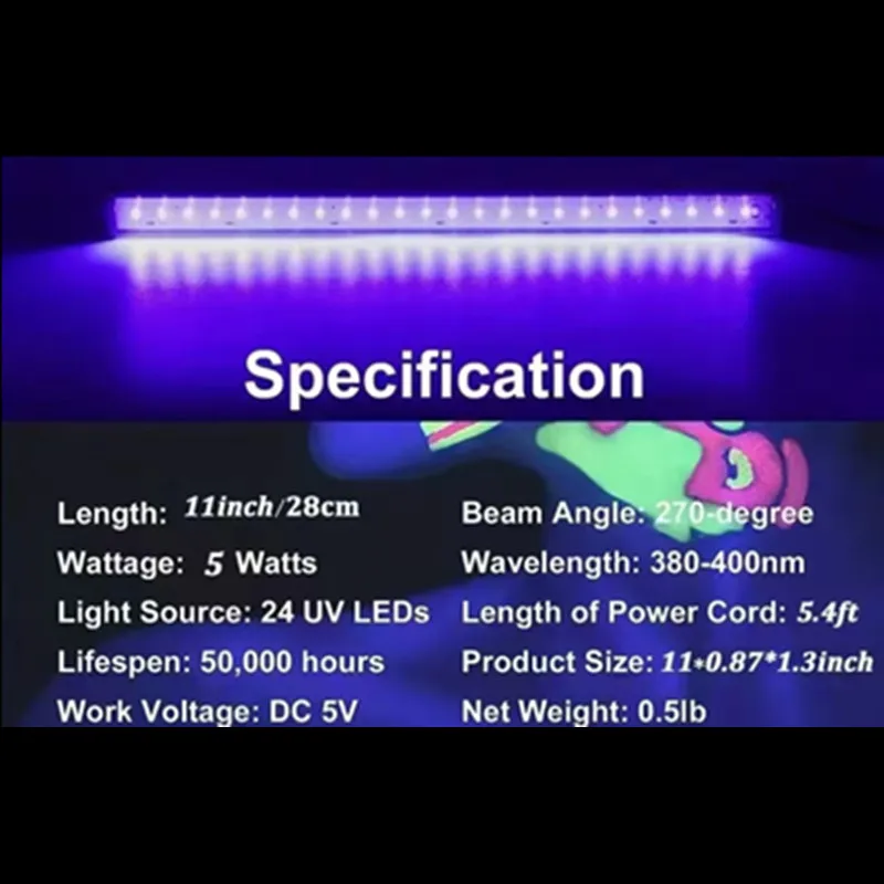 UV GEL Curing Light T5 4W LED USB DC5V 380-400nm UVA อะแดปเตอร์แล็ปท็อปธนบัตรการตรวจสอบเครื่องประดับ Appraisal เรืองแสงงานศิลปะ