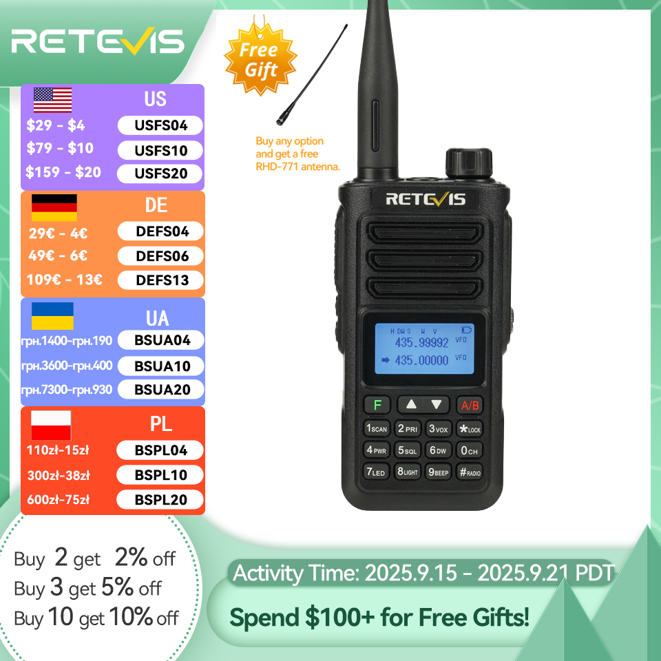 Retevis RA89 Walkie Talkie Lange afstand communicatie Radio Walkie-talkie Ham Tweerichtingsradio Communicator FM VHF UHF Waterdicht