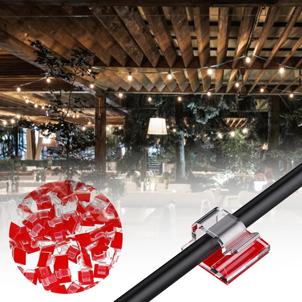 50 pçs clipes de fio de cabo adesivo cabo claro gerenciamento de cabo ao ar livre organizador de fio suporte para sob a mesa cabo de tv de parede do carro
