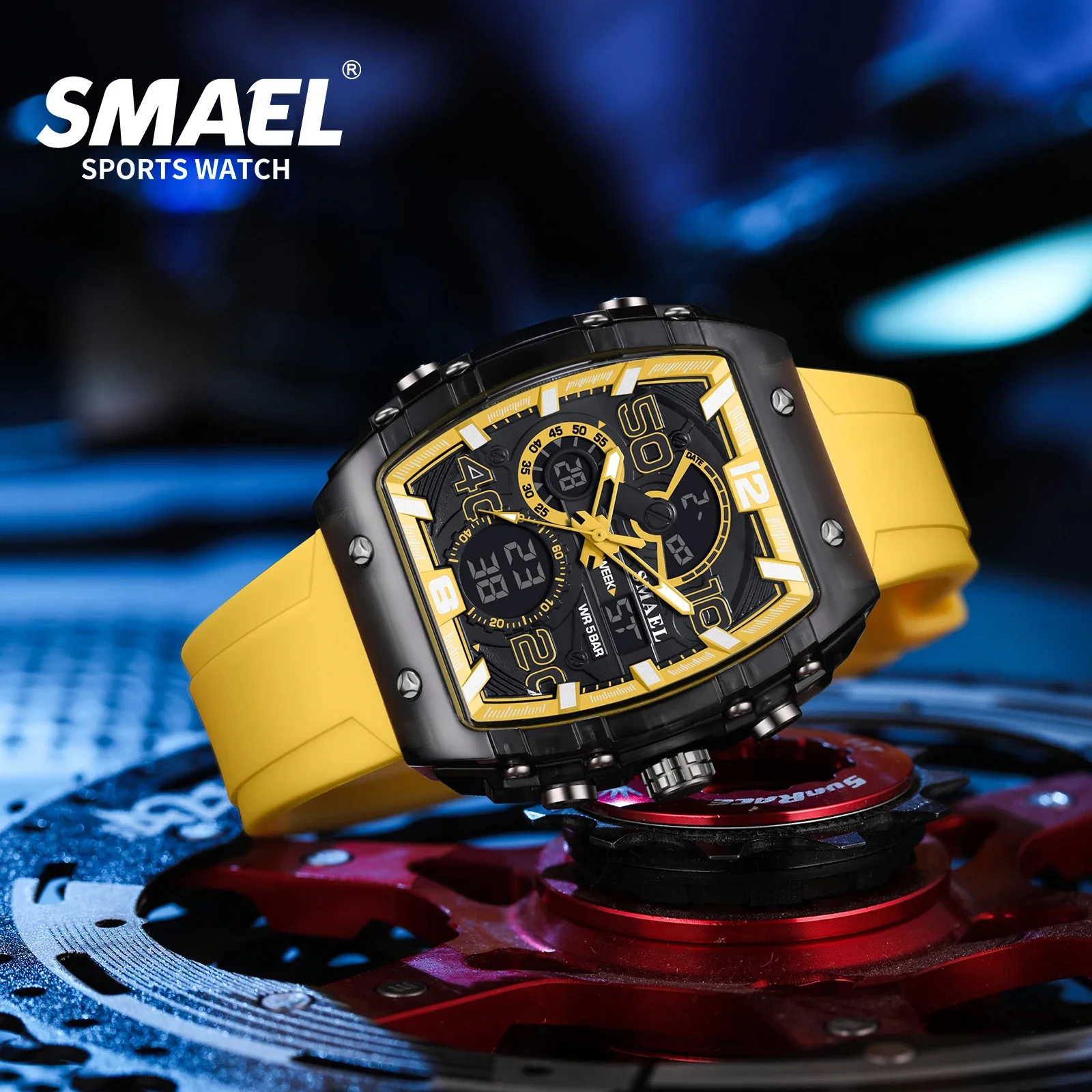 SMAEL 8109 nuevo reloj para hombre, deportivo multifuncional, resistente al agua hasta 50M, pantalla Dual, luz LED nocturna, reloj electrónico para estudiantes de ocio