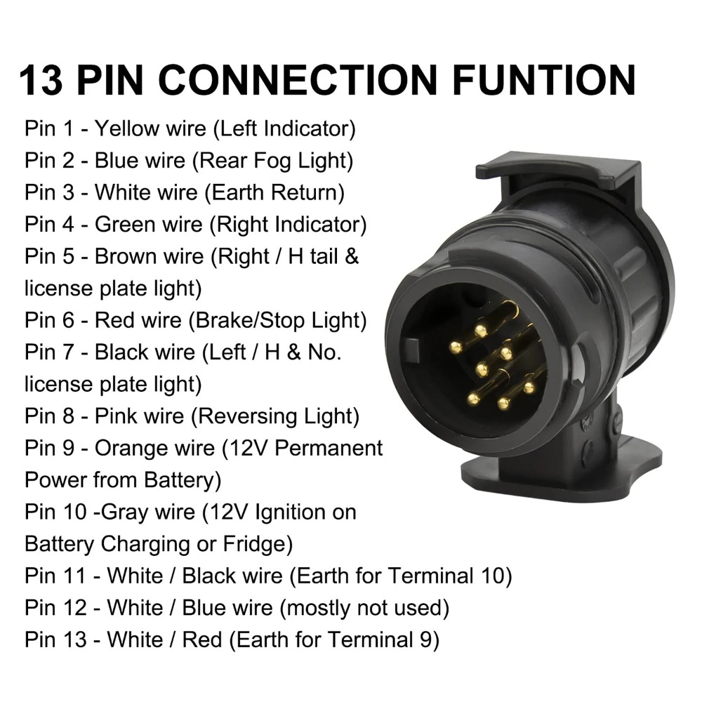Adaptador de remolque de 13 pines a 7 pines, remolque, caravana, camión, barra de remolque, adaptador de enchufe de coche, conector convertidor de enchufe eléctrico impermeable de 12V