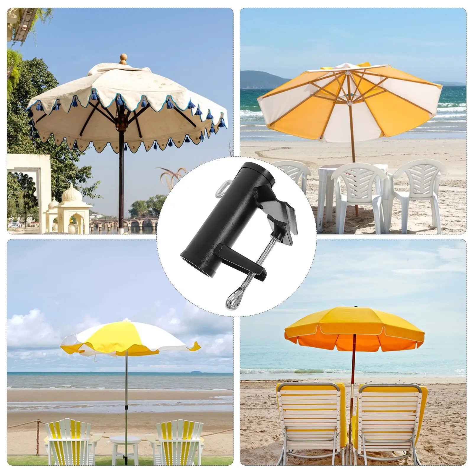 Beach Umbrella Fixing Clip Parasol Support Table Clamps Courtyard Holder Stand Iron Bracket
