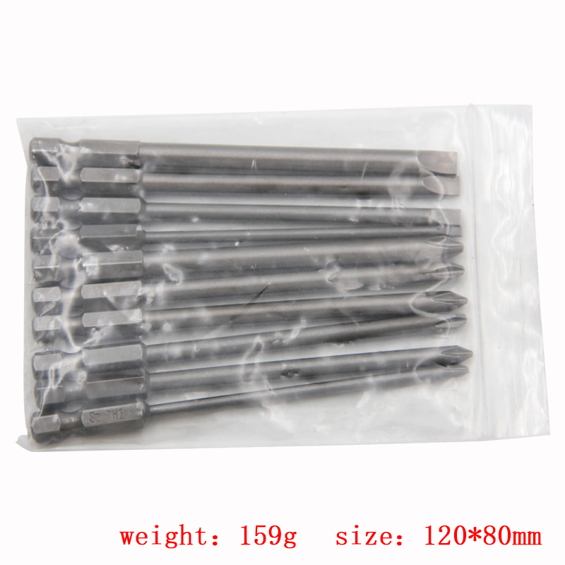 10pc Croce 100mm Manico Esagonale Set di Cacciaviti Magnetico Dritto Esteso Cacciavite Accessori per Utensili Elettrici