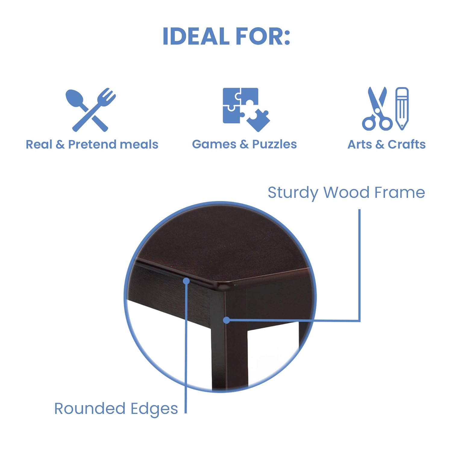 Children MySize Kids Wood Table and Chair Set (2 Chairs Included) - Ideal for Arts & Crafts, Snack Time, Homework & More -