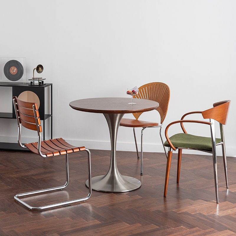 Round  Household Tulip Dining  Stainless Steel Commercial Cafe Dining  Balcony Negotiation Small Round  table