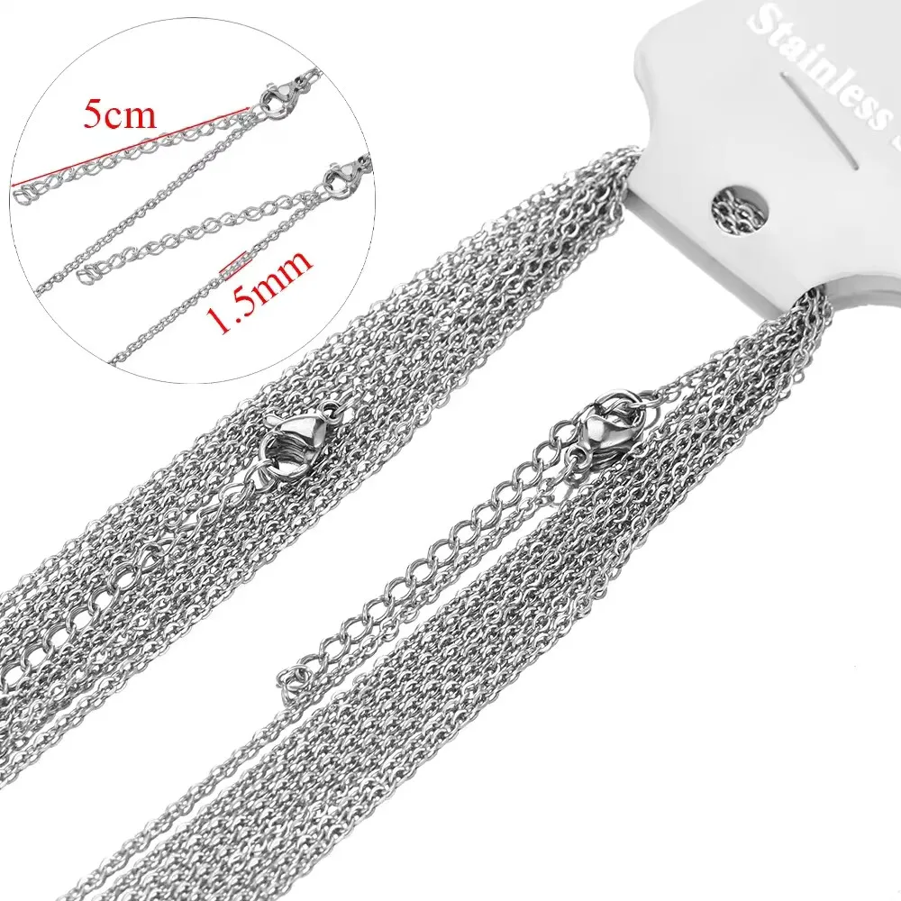 10 Uds. De cadenas de eslabones de acero inoxidable de Color dorado de 45 + 5cm, collares a granel, joyería de moda, cadenas ajustables, gargantillas al por mayor DIY