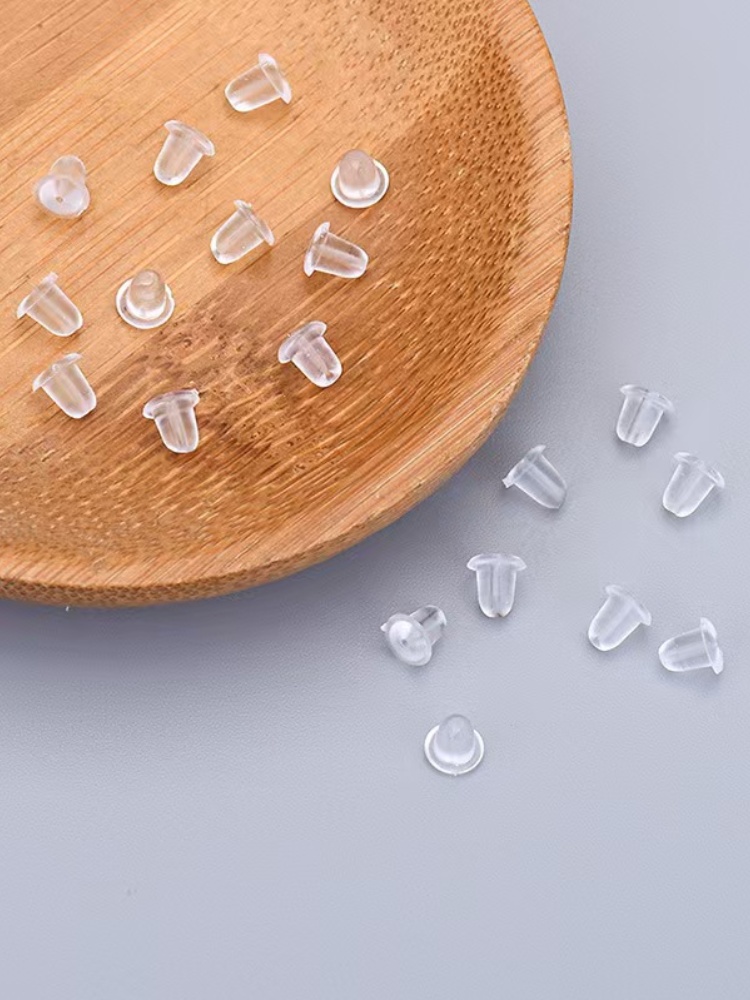 100 ชิ้น/ล็อต Clear Soft ยางซิลิโคนต่างหูหลังความปลอดภัย Bullet Stopper ยางเครื่องประดับอุปกรณ์เสริม DIY อะไหล่หูเสียบ