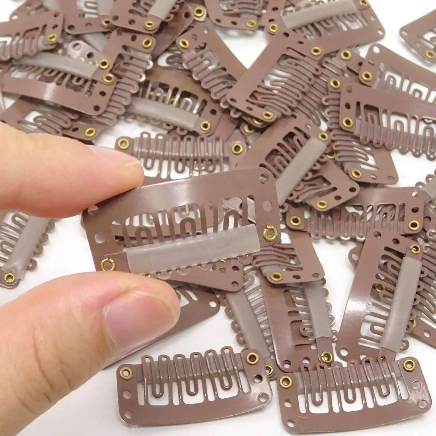 100 pçs clipes de extensão de cabelo marrom claro perucas de extensão de cabelo clipes de pressão pente pequeno snap peruca acessórios para mulheres diy
