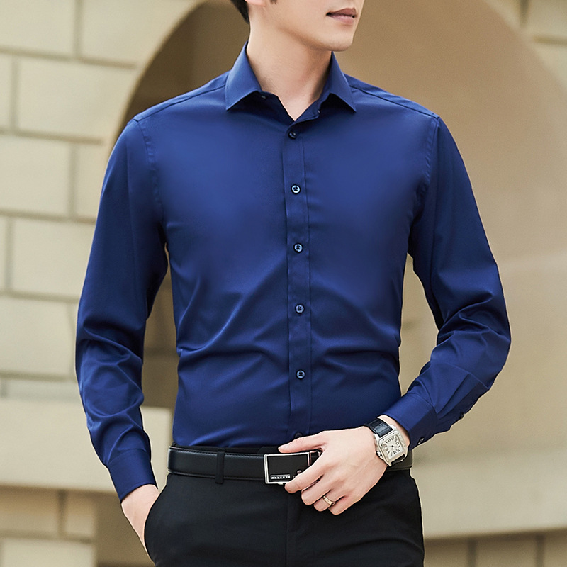 Nuova camicia da lavoro da uomo in tinta unita taglie forti Moda classica basic casual slim bianca camicia a maniche lunghe abiti di marca