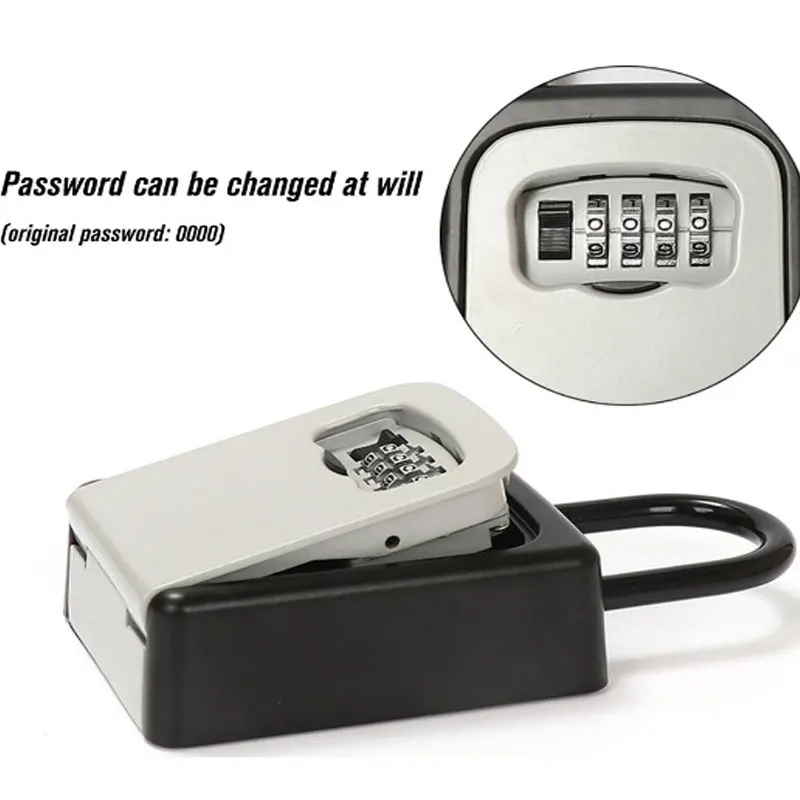 Metal material zinc alloy and strong steel buckle, password key box lock 4 -digit password key safe