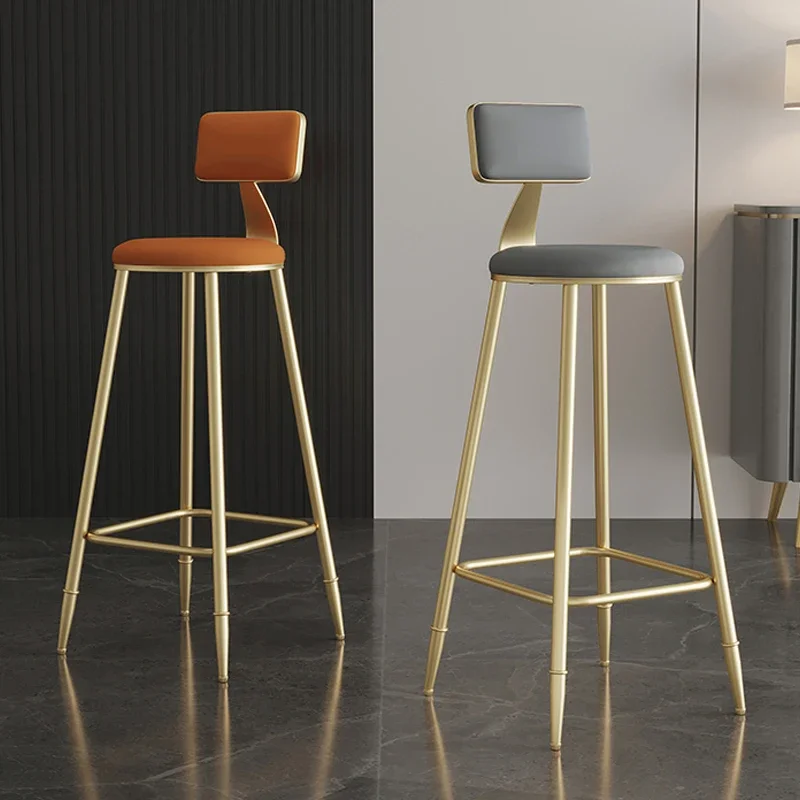 Taburete nórdico alto para Bar, silla moderna, sencilla y ligera de lujo con respaldo para el hogar, recepción, cajero, opción de asiento elegante y elegante
