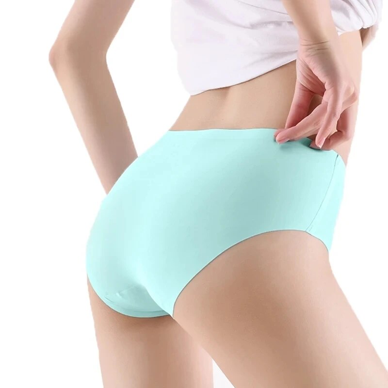 9 pezzi/lotto biancheria intima di seta di ghiaccio senza cuciture per le donne biancheria intima monocromatica vita media slip da studentessa sexy comodi