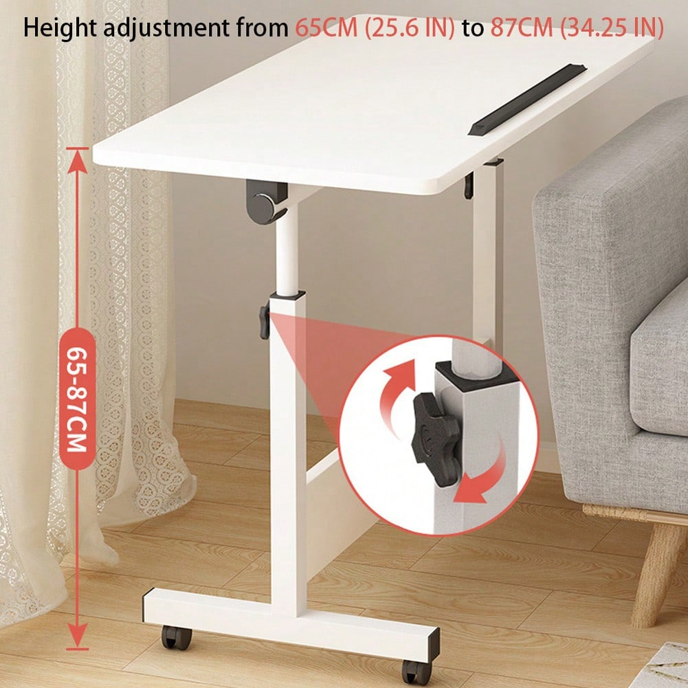 Small Standing Rable Adjustable Height Mobile Stand Up Desk With Wheels, Home Office Computer Workstations, 80x40cm Tabletop