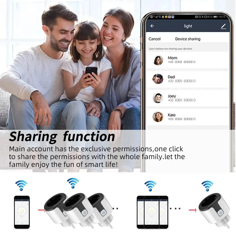 20a ue wifi tomada inteligente com tuya app tomada adaptador monitor de energia controle remoto sem fio app para google casa alexa