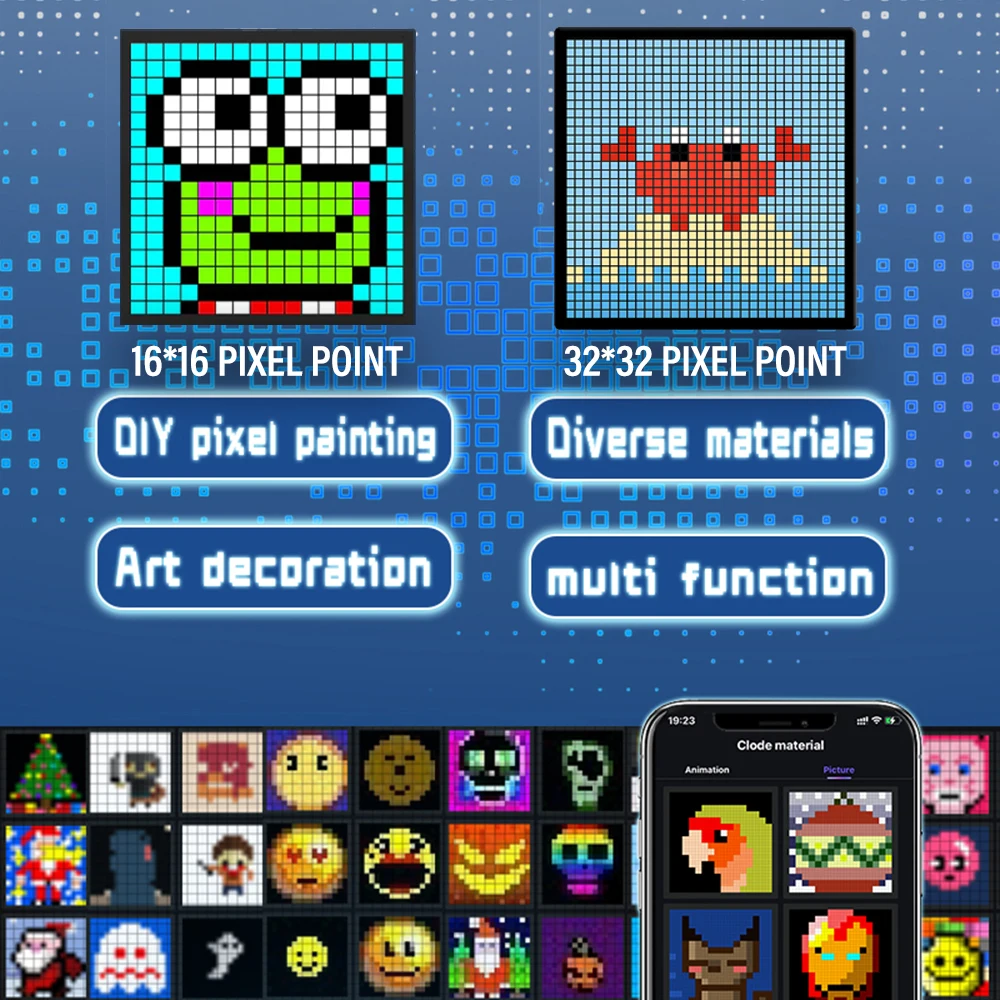 Pantalla de píxeles de matriz LED inteligente RGB DIY Graffiti Bluetooth aplicación Control arte pantalla para decoración de sala de juegos marco de animación genial