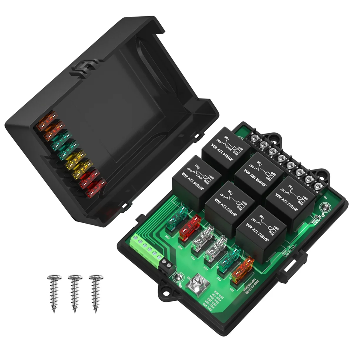 BABQ Nuovo RB-R6F6-3 Scatola relè per auto Presa modificata Scatola di giunzione per auto Fusibile 12V Pannello fusibile universale automobilistico