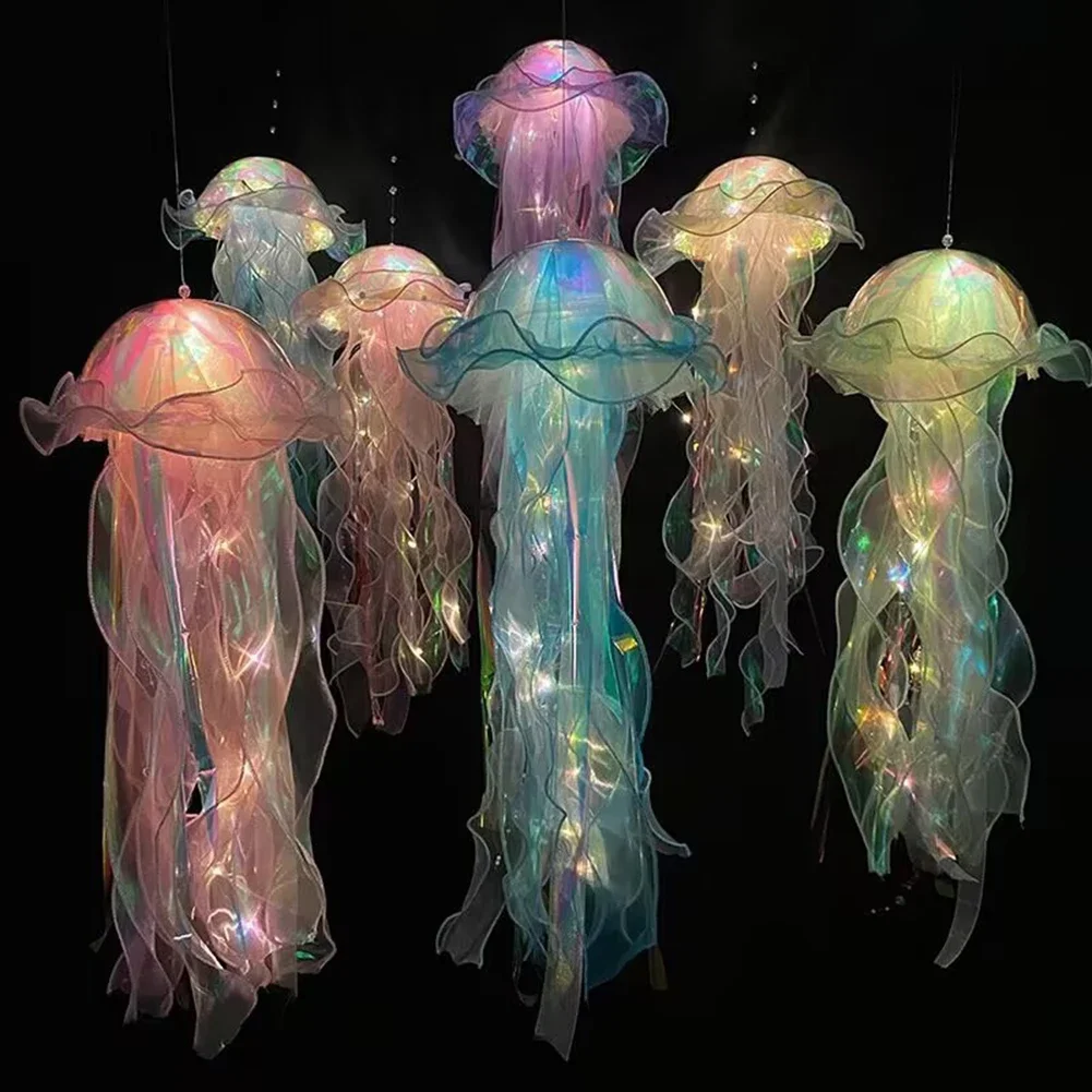 Lampe LED suspendue en forme de méduse dégradée, veilleuse colorée faite à la main, pour décoration intérieure et extérieure de jardin, Festival