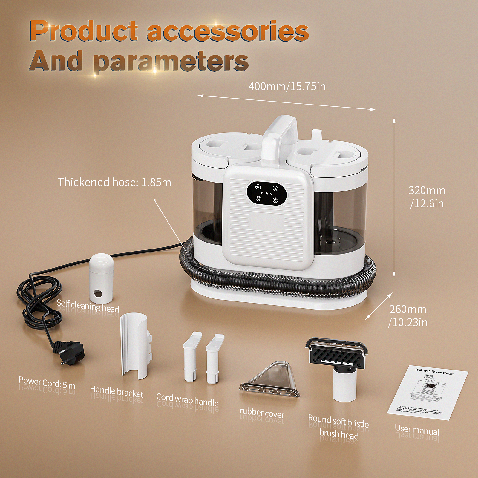 OMESER C988 1650W Steam Clean Machine 15000Pa Spray Brush Suction Power System Cleaner for Carpet Car Sofa Bed Cleaning Washer