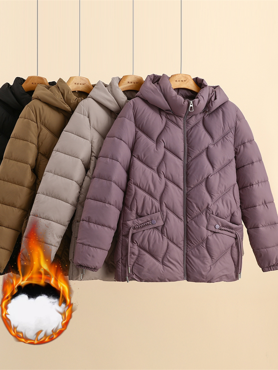 軽量パッド入りコットンジャケット女性の冬コートフード付きスタンドカラーママスタイル服プラスサイズコットンフグベスト