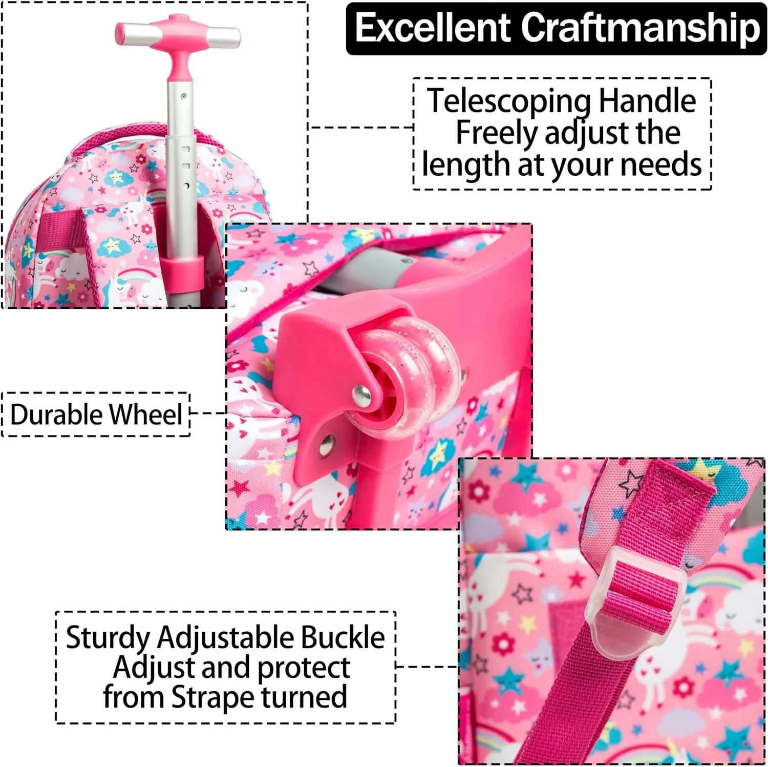 Schulrucksack für Mädchen, Kinder-Rolltaschen-Set für Jungen, Rolltasche, Rollgepäck, Schultrolley-Rucksack mit isolierter Lunchtasche