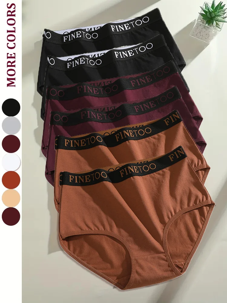 Finetoo, 6 шт./компл., женские бесшовные хлопковые трусы, женские трусики больших размеров, дышащее нижнее белье, женское мягкое нижнее белье с низкой талией, S-XXL