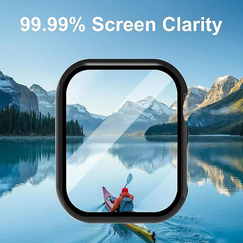 ガラス + マット時計カバー Apple Watch ケース 45 ミリメートル 41 ミリメートル 44 ミリメートル 40 ミリメートル 42 ミリメートル 38 ミリメートルバンパー + スクリーンプロテクター Iwatch SE 9 8 7 6 5 4 3 2