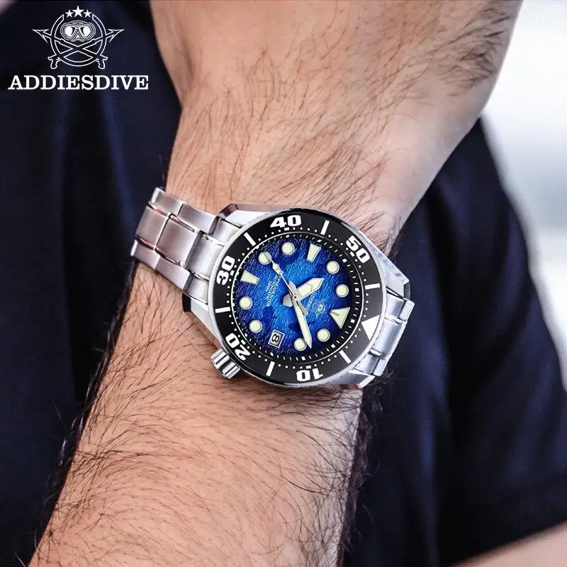 ADDIESDIVE marca superior hombres reloj de lujoAD2102 200m impermeable BGW9 superluminoso relojes masculinos relojes mecánicos automáticos