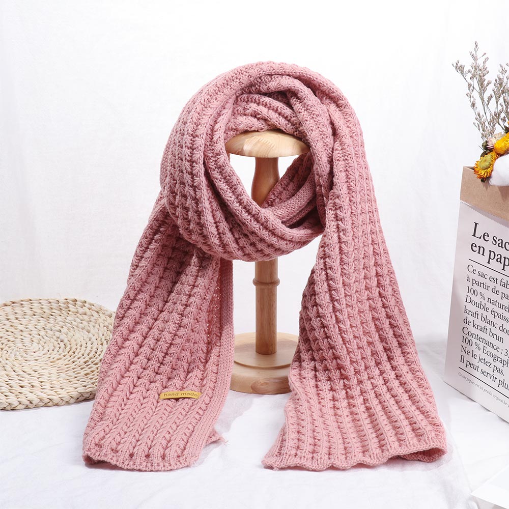 Moda feminina inverno quente cachecol de malha cor sólida ao ar livre engrossado lenço vintage envolve lenços longos pescoço capa