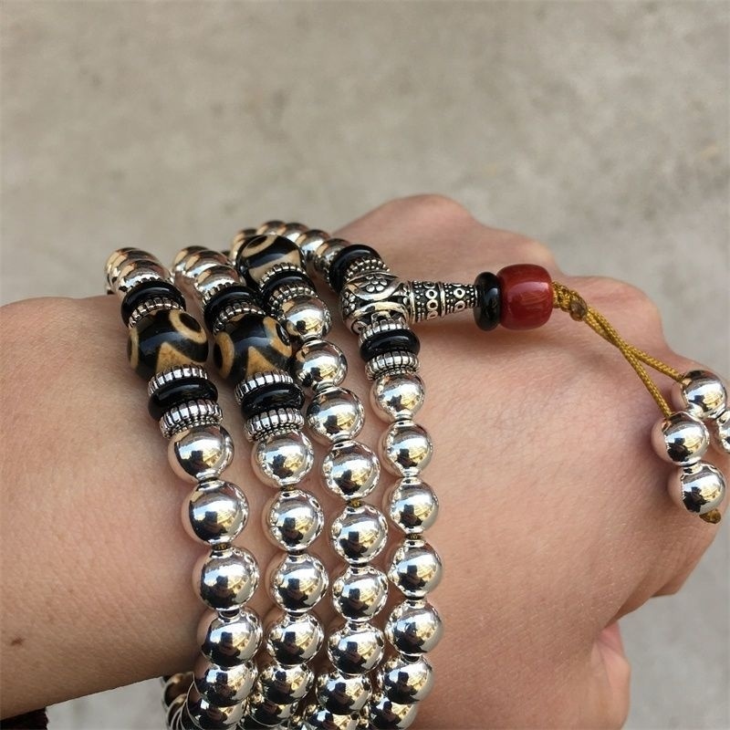 チベット男性の仏教数珠オリジナル数珠自己防衛ブレスレットレトロマルチサークル真鍮ネックレス瑪瑙 Dzi ビーズ