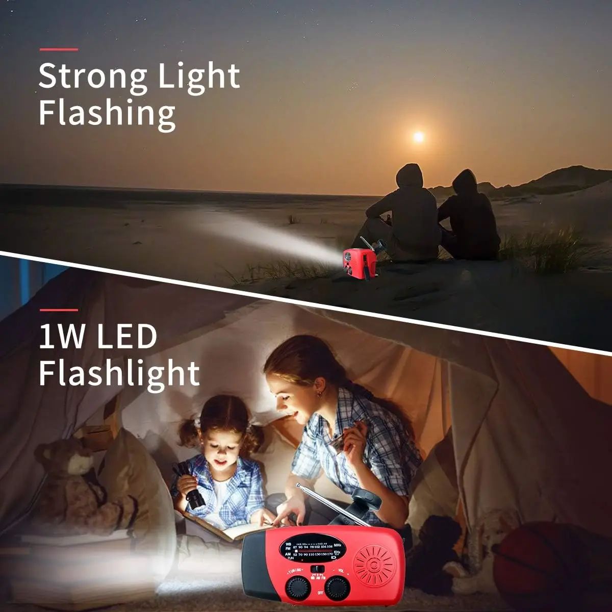 2000mAh Emergency Crank Weather Radio with LED Flashlight, Alertsync Portable AM/FM/NOAA Solar Radio with Phone Charger, SOS Ala