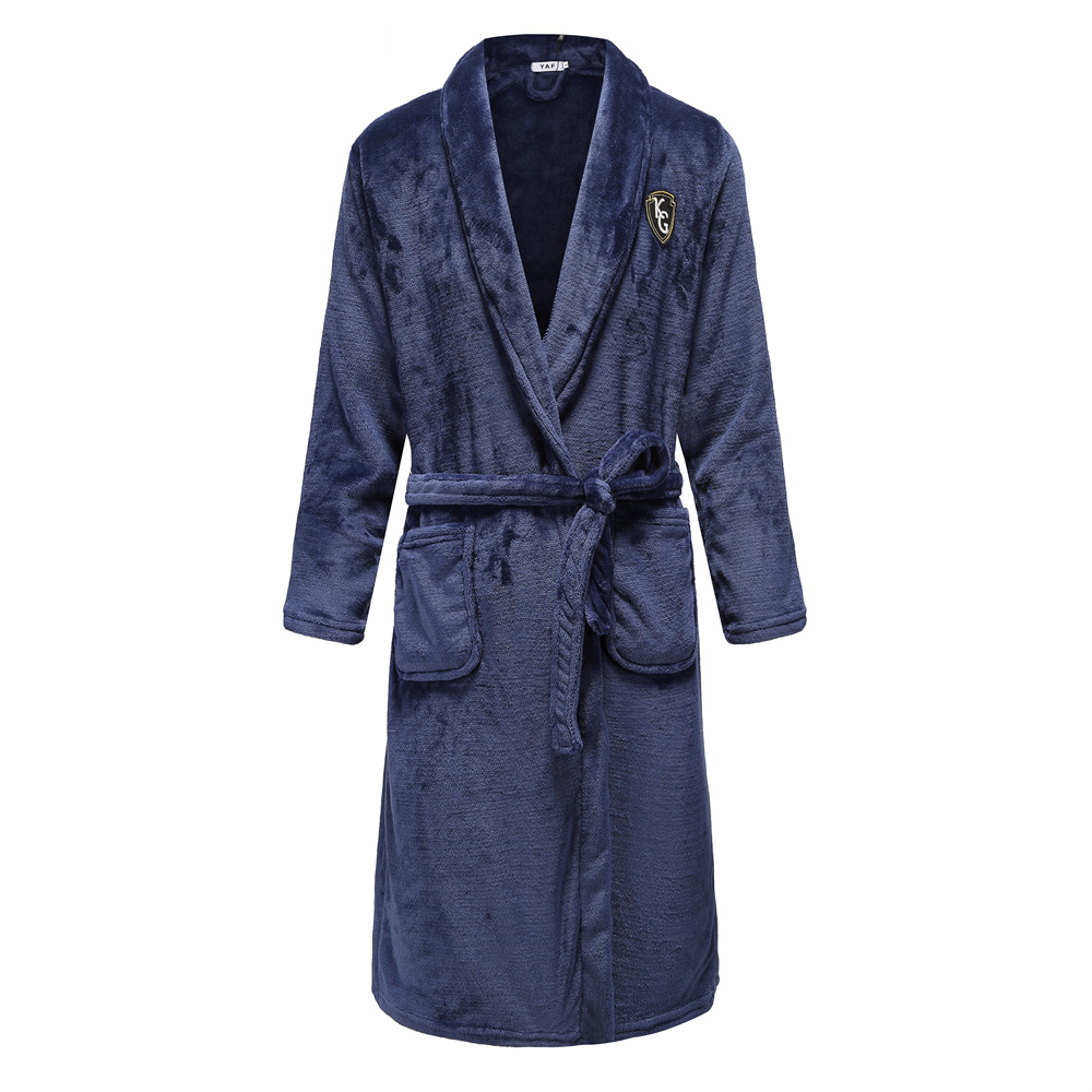 Verdickte Flanell Männer Robe Nachtwäsche Herbst Winter Warme Korallen Fleece Bademantel Kleid Nachtwäsche Lose Beiläufige Hause Tragen Loungewear