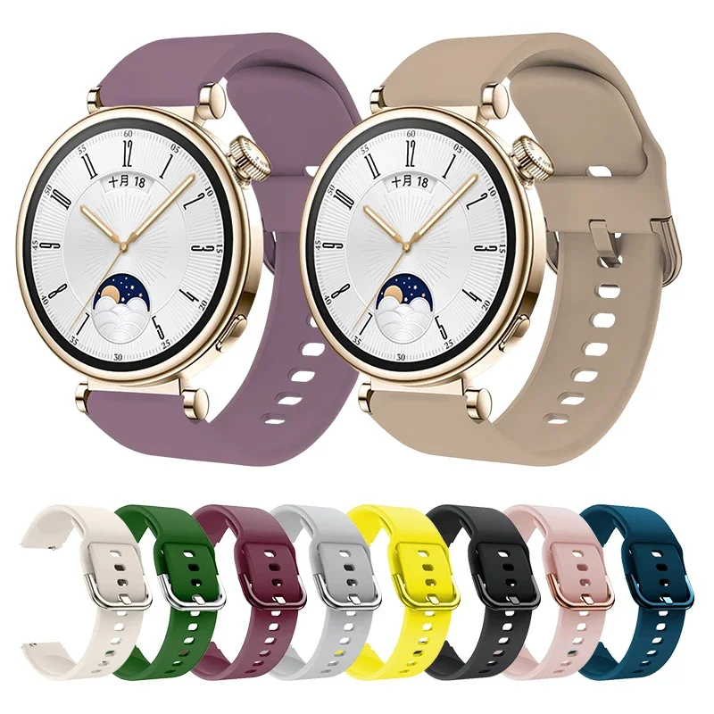18mm Silicone Band Colorful Buckle for Huawei Watch Gt4 41mm 18mm Colorful Buckle Silicone Band for Huawei Gt5  41mm Watch5 42mm
