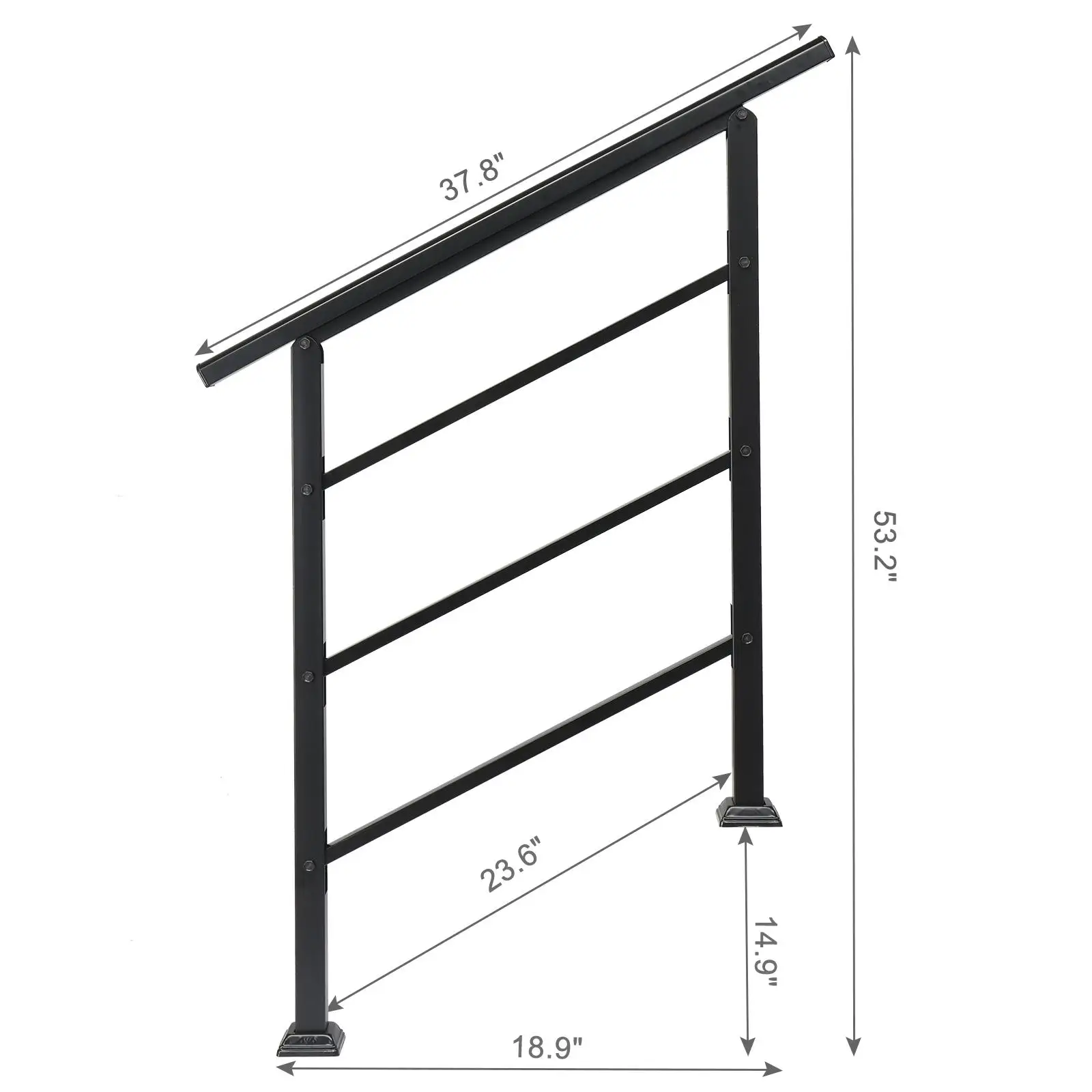 for outdoor Wrought Iron Handrails for 1-3 Steps, Easy Install Kit, Black Transitional Design
