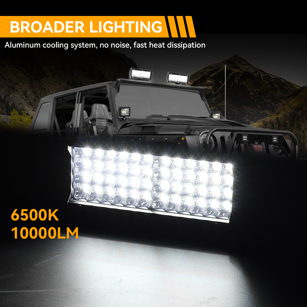 Barre lumineuse de 7 pouces, faisceau combiné de lumière de travail à 4 rangées pour la conduite de bateau tout-terrain, voiture, tracteur, camion, 4x4 SUV 12V 24V, 1/2 pièces
