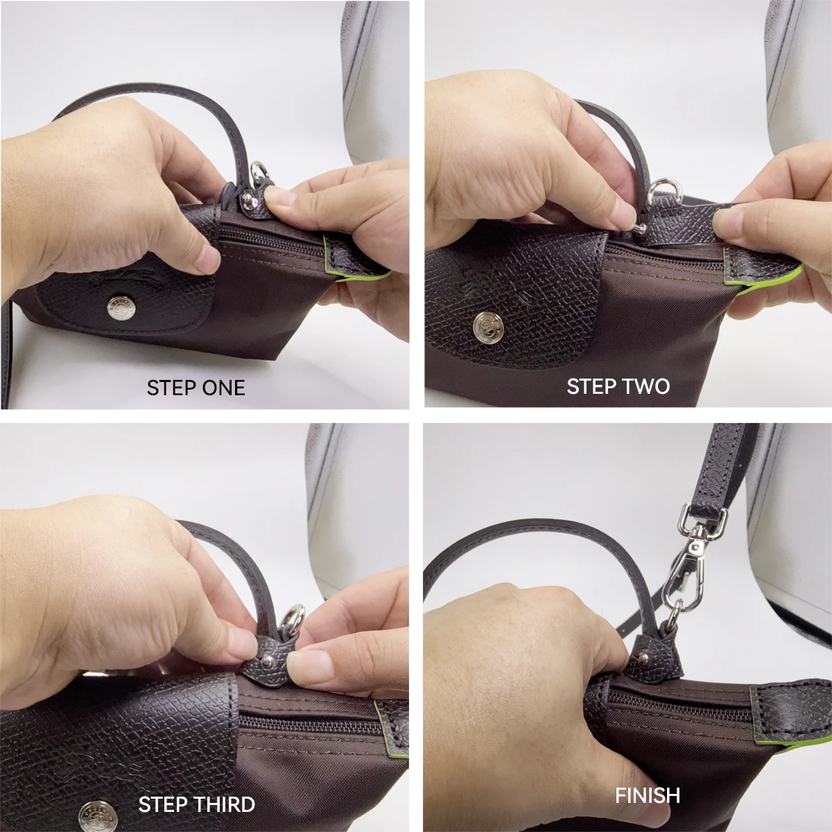 Leather Replacement Crossbody Bag Strap Fit for Longchamp Mocha Terra Mini Shoulder Strap Without Punching Modification