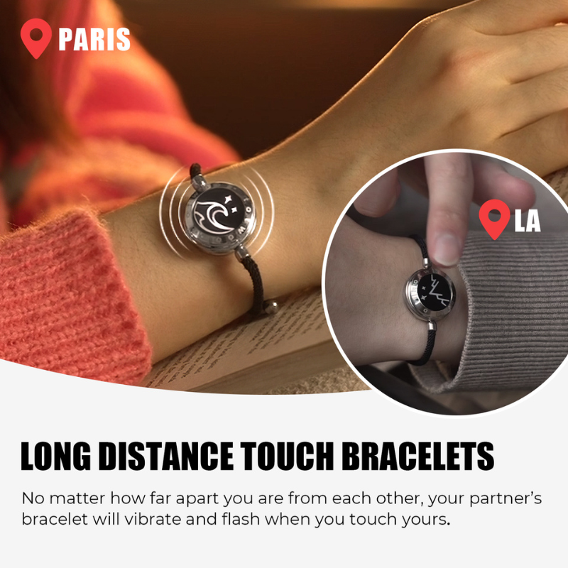 Totwoo Pulseiras de casal inteligentes Bluetooth conectadas presente romântico para relacionamento de longa distância