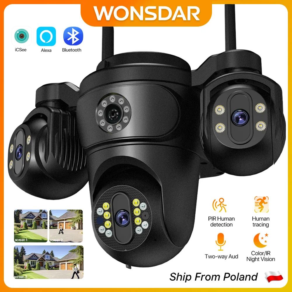 Outdoor 15MP HD WIFI IP Kamera Drei Bildschirm Drei Objektiv Auto Tracking IP66 Wasserdichte CCTV Video Sicherheit Kamera iCsee