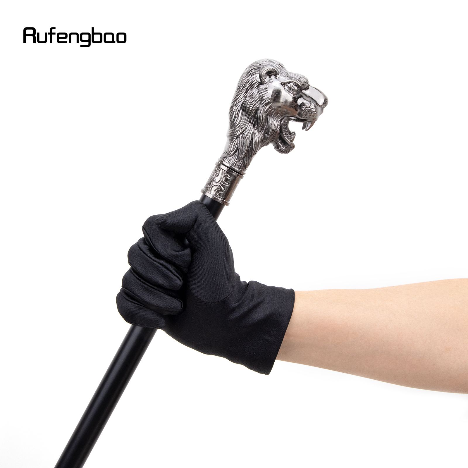 Sliver cabeça de leão com bigode bengala moda decorativa bengala cavalheiro elegante cosplay cana botão crosier 93cm