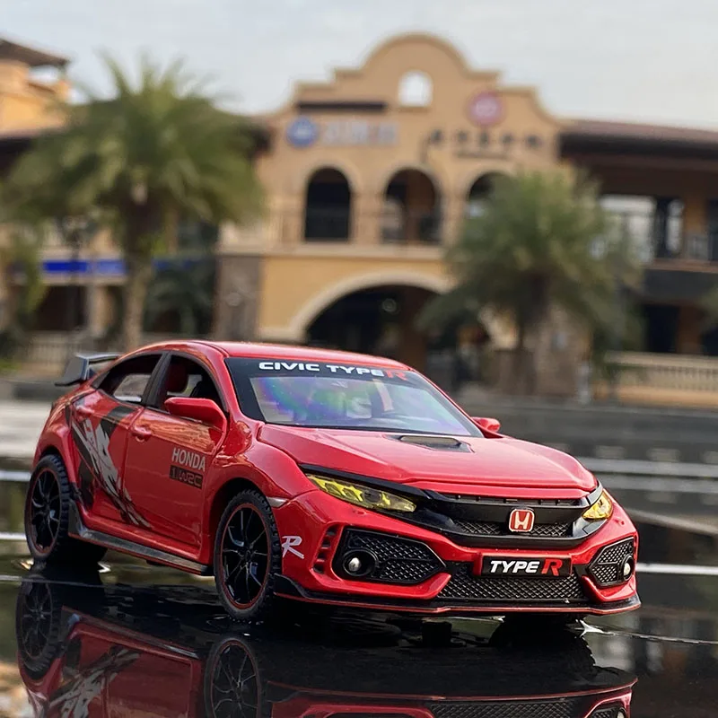 ホンダ-TYPE-R合金車,車,スポーツ,金属,音と光のおもちゃ,リモコン付き,子供向けギフトのアイデア,1:32