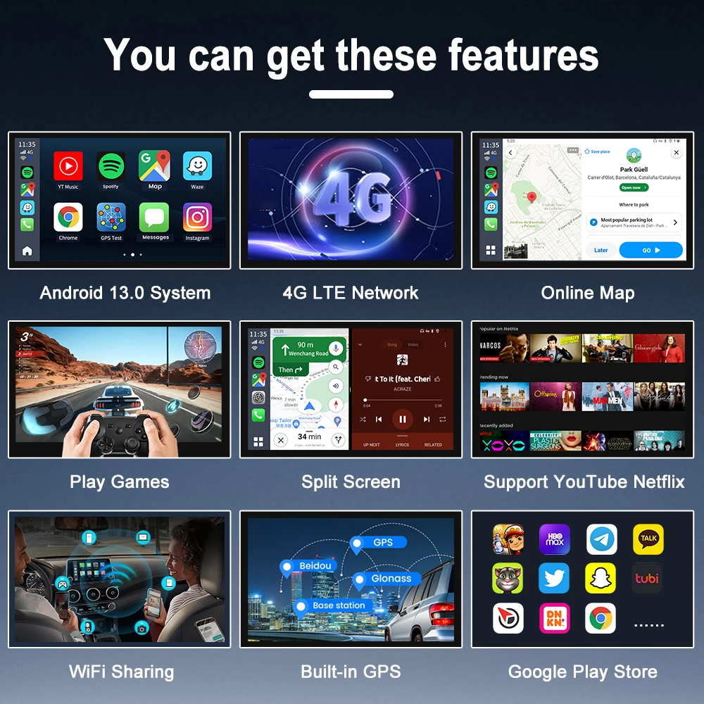 Carlinkit CarPlay Ai TV Box Plus Android13 8 + 128GB QCM 8-Core 665 6125 CarPlay inalámbrico Android Auto para Youtube Netflix 4G LTE