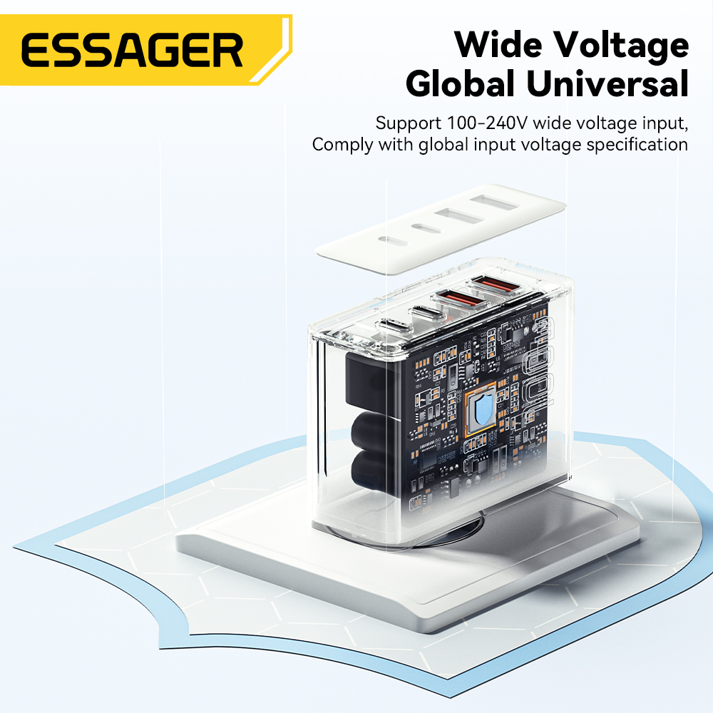 Essager 100W US/KR enchufe USB tipo C cargador GaN para ordenador portátil Macbook PD carga rápida para iPhone 16 15 14Pro Samsung adaptador de carga