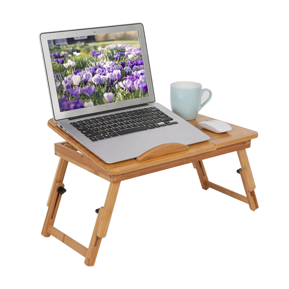 Bed Desk Adjustable Bamboo Rack Shelf Dormitory Bed Lap Desk Portable Book Reading Tray Stand Bed Lap Desk Laptop Bed Desk