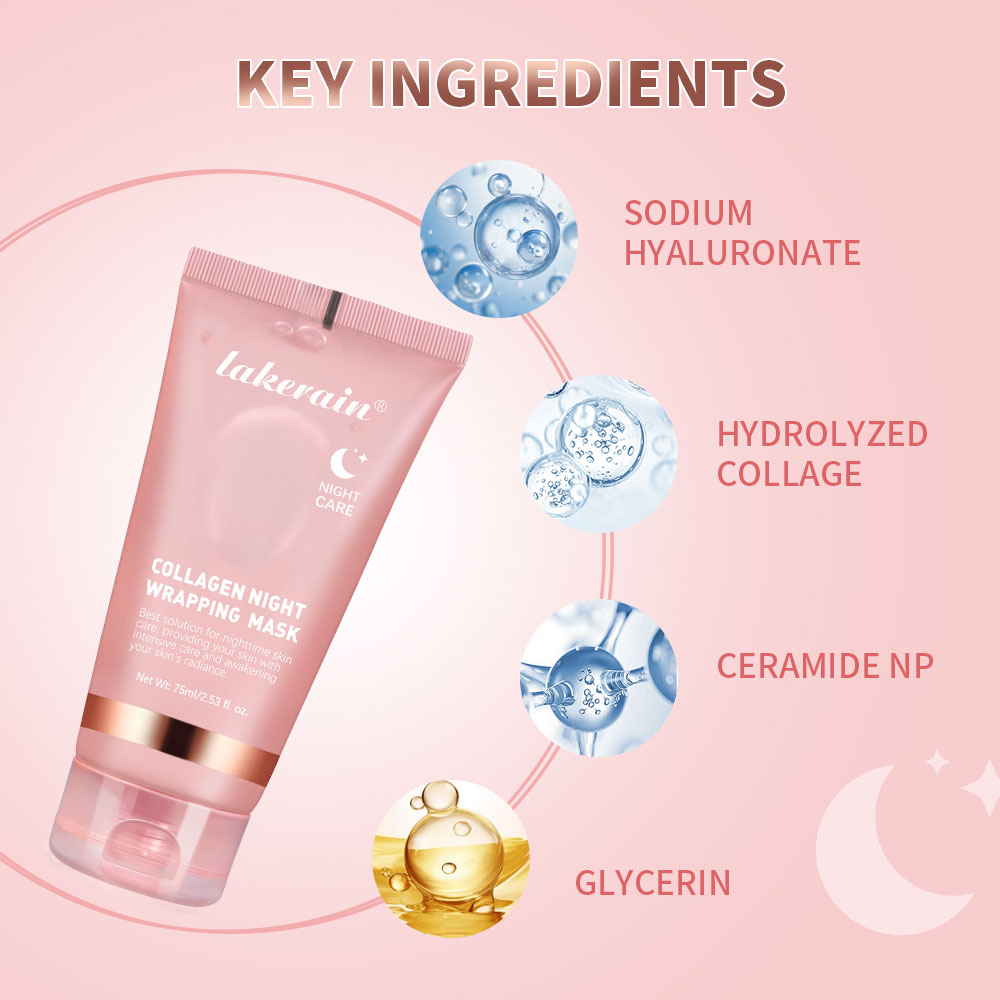 Collagen Jelly Cream Hydrolyzed Collagen Overnight Facial Mask Wrapping Peel-Off Mask Hydrating Firming Moisturizing SkinCare