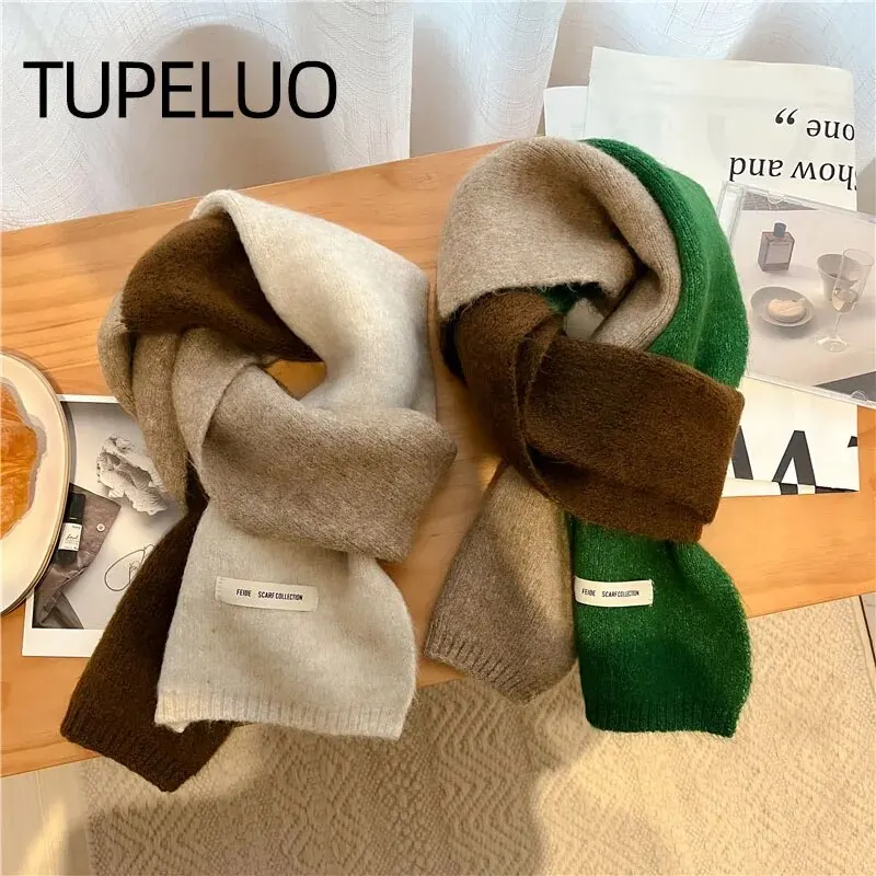 Quente malha magro pescoço cachecol feminino moda inverno sólido macio cashmere fio de lã estilo coreano casual viagem bufanda echarpe