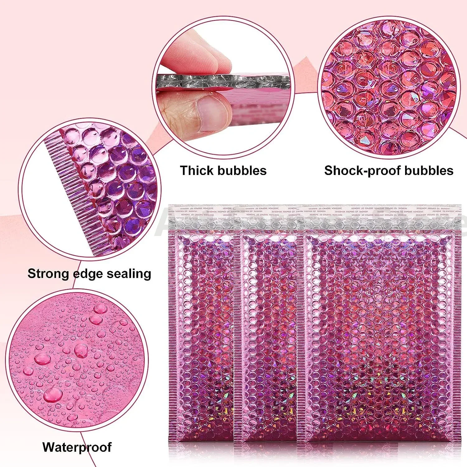 100 Stück Liefer paket Verpackung holo graphische Mailer Packt asche Laser Pink Versandt aschen Klein unternehmen liefert Blase Mailing